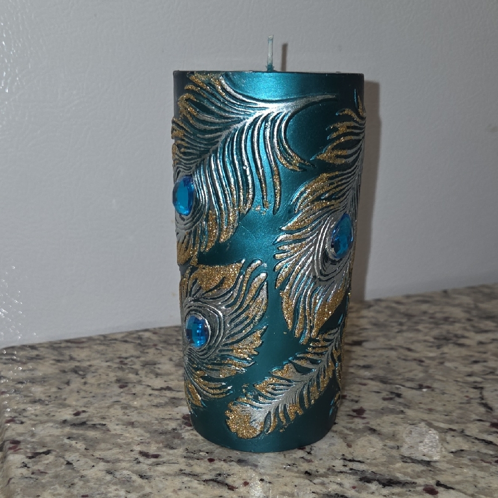 Decorative Candle Peacock Feather Glitter Rhinestone Pier 1 Imports
